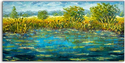 Produktbild von Coloray Acrylbild 120x60  Wandbild Acrylbilder Abstrakt Claude Monet Teich Malerei