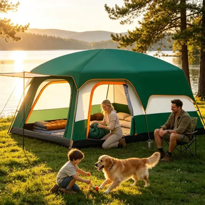 Immagine prodotto di Tenda da campeggio impermeabile per famiglie, adatta per 2-4 persone