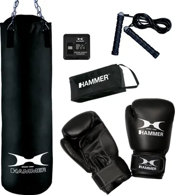 Produktbild von HAMMER Box-Set Chicago, Boxsack 100 cm, Qualitäts-Nylon, 23 kg, Boxhandschuhe