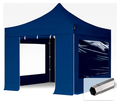 Produktbild von Faltpavillon 3x3m - mit 4 Seitenteilen (Panoramafenster) blau