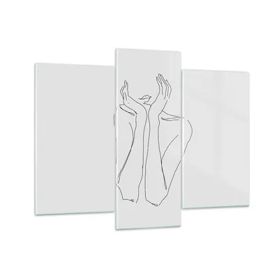Produktbild von Bilder auf glas - 3 Teile - Träumerei Frau Skizze - 130x100cm - Glasbilder - Wandbilder - Bilder - zum Aufhängen bereit - Wanddekoration aus Glas - Glas Bilder - Wandbild auf Glas - GCB130x100-4414