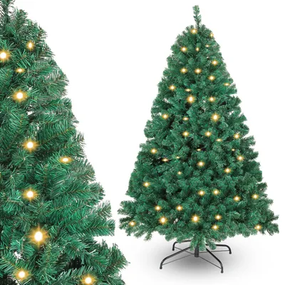 Obrázek produktu pro Vánoční stromek Peviasot, výška 150 cm, s LED osvětlením, 200 teplých bílých LED diod, 550 ozdob, umělá borovice s kovovým podstavcem