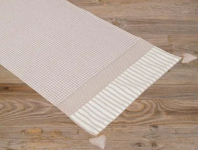 Produktbild von Tischläufer LINA Landhaus Herz beige, 100 % Baumwolle, in 40x100 cm