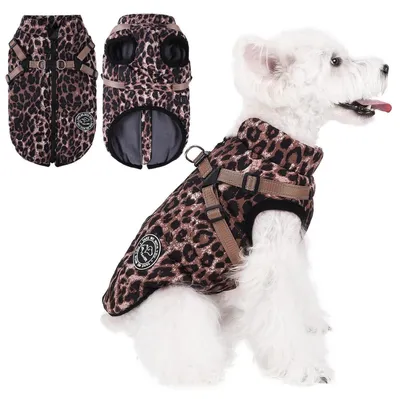 Immagine prodotto di Cappotto per cani con pettorina, taglia XS, marrone, impermeabile, caldo e riflettente
