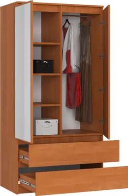 Produktbild von Kleiderschrank mit 2 Türen und 2 Schubladen | Garderobenschrank | Eiche-Nachbildung