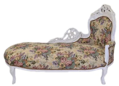 Produktbild von Casa Padrino Barock Chaiselongue Blumenmuster / Antik Weiß - Möbel Lounge Liege Recamiere 155 x 70 x 100 cm