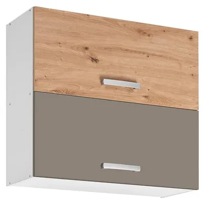 Image de Double placard haut de cuisine "Ava" - Taupe/Beige - L 80 x H 72 x P 30 cm