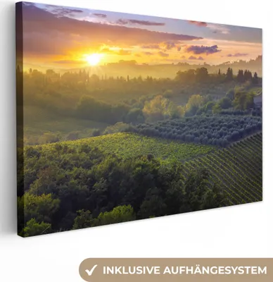 Obrázok produktu pre OneMillionCanvasses® - Obrazy na plátne - 140x90 cm, Toskánsko - Krajina - Slnko, Nástenná umelecká tlač Nástenná dekorácia - Foto na plátne - Maľba na drevenom ráme