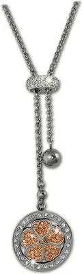 Produktbild von Amello Damen Halskette Edelstahl 80cm Kleeblatt Schmuck rose weiß D2ESKQ02E