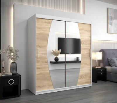 Obrázek produktu pro MINIO Šatní skříň 180 cm ELYPSE Bílá matná / dub Sonoma
