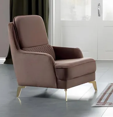 Productafbeelding van Sessel Braun Stoffbezug Goldfüße Elegant Polster Komfort Modern Wohnzimmer