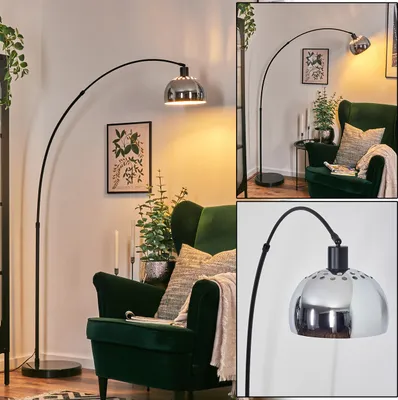 Produktbild von Gavirate Stehlampe aus Metall mit Marmorfuß in Schwarz/Chromfarben/Weiß