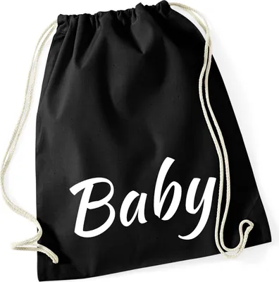 Produktbild von Huuraa Turnbeutel Baby Schriftzug 12 Liter Black Baumwolle Rucksack Geschenkidee