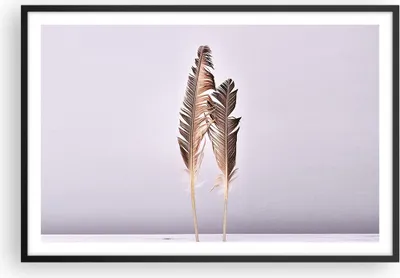 Produktbild von Gerahmtes Poster - Schwarzer Rahmen - Zwei Federn Flieder - 91,5x61 cm - Wand Bild - Wanddeko - Wandbilder - Kunstposter - Wandposter - Bilderrahmen - Bilder - Kunstdruck - Wandbild - P2BAA91x61-4335