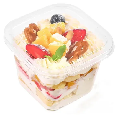 Dessertbecher 360 ml, 50 Stück, mit Deckel und Löffeln, wiederverwendbar