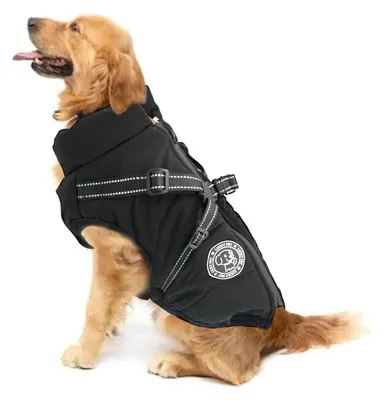Immagine prodotto di Cappotto impermeabile per cani con imbracatura, caldo cappotto invernale per cani, giacca per cani, gilet per cani, nero, taglia 4XL