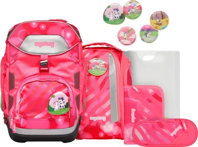 Produktbild von ergobag Schulranzen Neon Pack-Set 6-teilig KuntBärbuntes Einhorn neonpink