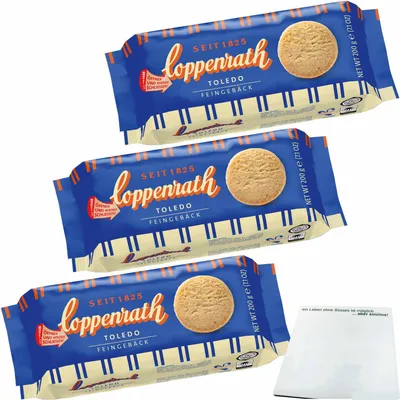 Produktbild von Coppenrath Toledo Feingebäck Mürbegebäck mit Haselnüssen 3er Pack (3x200g Packung) + usy Block