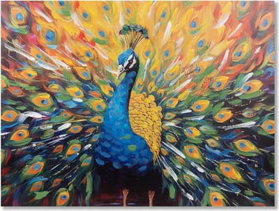 Produktbild von formano Wandbild Pfau 2er Set 60x80 cm Leinwand Gemälde Wohnzimmer Modern Deko
