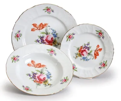 Obrázok produktu pre Thun 1794 Bernadotte, sada tanierov, porcelán, záhradné kvety, Thun, 18 d.