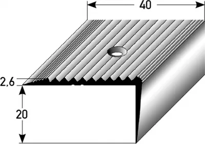 Produktbild von Treppenkante / Treppenkantenprofil / Winkelprofil (Größe 20 mm x 40 mm) aus Aluminium eloxiert, gebohrt, von Auer Metall -bronze dunkel-2700