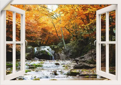 Produktbild von ARTland Wandbild, selbstklebend Herbstlicher Wasserfall, weiß Größe: 70x50 cm