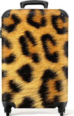 Obrázek produktu pro NoBoringSuitcases.com® Kufr Příruční zavazadlo na kolečkách Kufr na kolečkách Malý kufr na 4 kolečkách - Zvířecí potisk - Panther - Hnědý - Dámský - Příruční velikost < 55x40x23 cm a 55x40x20 cm - Foto kufr - Příruční kufr - Palubní zavazadloPříruční zavazadlo Kufr 55x35x20 cm, 36L,
