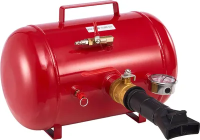 Image de Gonfleur pneumatique pour talons de pneus, 5 gal / 18,9 L, outil robuste pour talons de pneus, pression de fonctionnement de 87 à 116 PSI, gonfleur à gâchette pneumatique pour camionnettes, camions, VTT, jeeps, fourgonnettes, tracteurs de pelouse, véhicules récréatifs, rouge