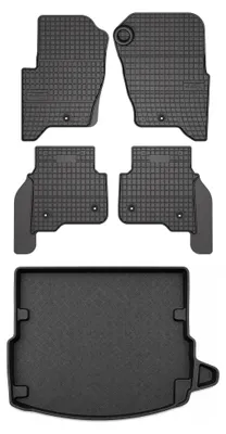 Image de Tapis en caoutchouc + bac de coffre pour Land Rover Discovery Sport 2014- (coffre standard) – 5 pièces, noirs, sur mesure