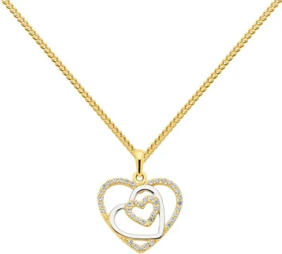 Produktbild von Anhänger Herz mit Zirkonia mit Kette 1,1 mm 333-8 Karat Gold 42 cm