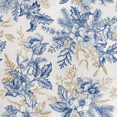 Image de Tissu velours royal en polyester pour la couture - Motif floral de Noël