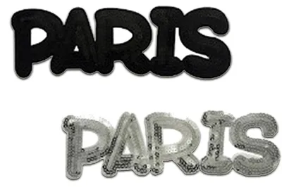 Produktbild von Paris Mit Pailletten - Aufnäher, Bügelbild, Aufbügler, Applikationen, Patches, Flicken, Zum Aufbügeln, Größe: 23,1 x 7,8 cm