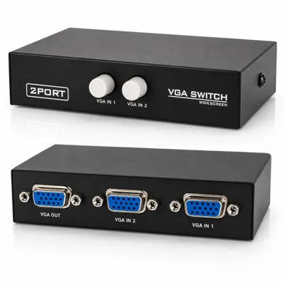 Produktbild von I07C VGA Switch 2 In 1 Out – VGA Umschalter Monitor Switch Box für 2 PC Computer, LCD Monitor, TV, Beamer, Projektor, Full HD, Plug & Play