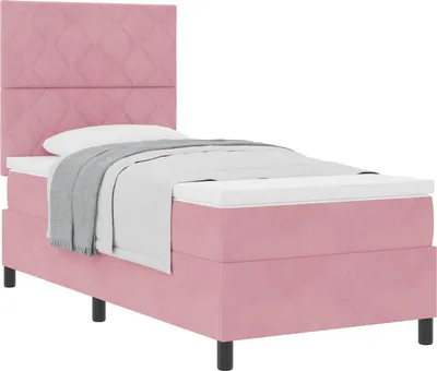 Immagine prodotto di vidaXL Letto a molle con materasso e testata rosa 100 x 200 cm in velluto
