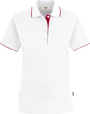 Produktbild von HAKRO Poloshirt Casual Damen #203 Gr. L weiß/rot