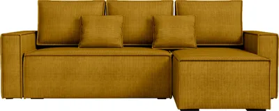 Produktbild von BroMARKT Ecksofa mit Schlaffunktion Dexter Gelb Cord Rechts