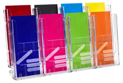 Produktbild von Tischprospektständer DIN Lang (99x210mm)  mit 8 Fächer Prospektständer / Prospekthalter / Flyerständer / Flyerhalter