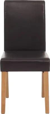 Immagine prodotto di set di 6 sedie per sala da pranzo Sedia da cucina Littau ~ pelle, marrone, gambe chiare
