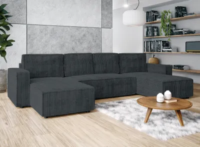 Produktbild von AX LIVING Aydin U Sofa Wohnlandschaft mit Schlaffunktion U Form Grau