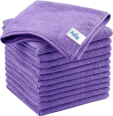 Produktbild von Famanu Mikrofasertücher - streifenfreie Reinigungstücher - 12 Stück lila - 32 x 32 cm