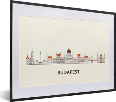 Produktbild von MuchoWow® MuchoWow® Gerahmtes Poster Budapest - Europa - Skyline 40x30 cm - Poster mit zchwarzem Bilderrahmen - Bilderrahmen - Poster im Rahmen