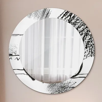 Produktbild von Ø60cm Spiegel - Glasrahmen mit Aufdruck - Wandspiegel Schlafzimmer - Sechseck Muster