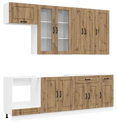 Produktbild von vidaXL Kücheneinheit KALMAR 8 pcs Artisan-Eiche Holzwerkstoff