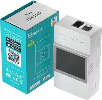 Immagine prodotto di Smart WiFi temperature and humidity monitoring switch Sonoff THR320D TH Elite