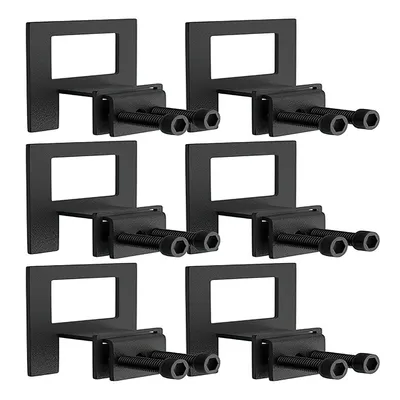 A set of six black metal mattress holders with screws, arranged in a grid on a white background.