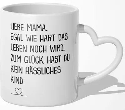 Produktbild von 22Feels Mama Geschenk Muttertag Mutter Tasse Geburtstag Kaffeetasse Frauen Weihnachten Haferl Beste Eltern (Herzhenkel Weiss)