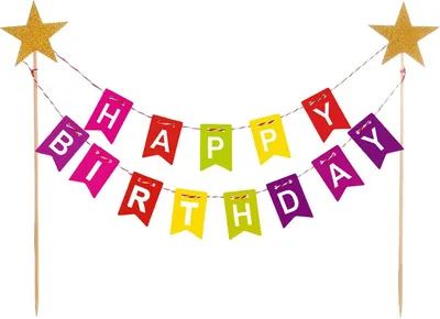 Productafbeelding van Taartdecoratie Happy Birthday - Happy Birthday-taarttoppers - Kleurrijke set - Regenboogdecoraties - Kersttaartdecoratie