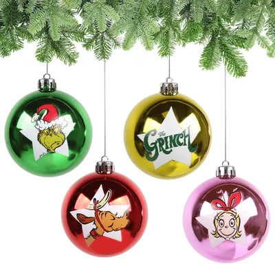Produktbild von The Grinch – Set Weihnachtsbaumkugeln aus Kunststoff, 8 cm, 4-teilig