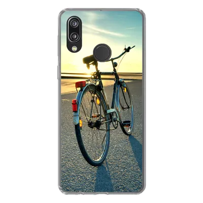 Produktbild von MuchoWow® Handyhülle Schutzhülle Hülle für Huawei P20 Lite (2020) Nordsee - Fahrrad - Sonnenuntergang Silikon Softcase Handy Hülle - Kartenhalter