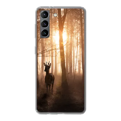 Produktbild von MuchoWow® Handyhülle Schutzhülle Hülle für Samsung Galaxy S21 Wald - Hirsche - Sonne - Bäume - Winter - Natur - Tiere Silikon Softcase Handy Hülle - Softcase
